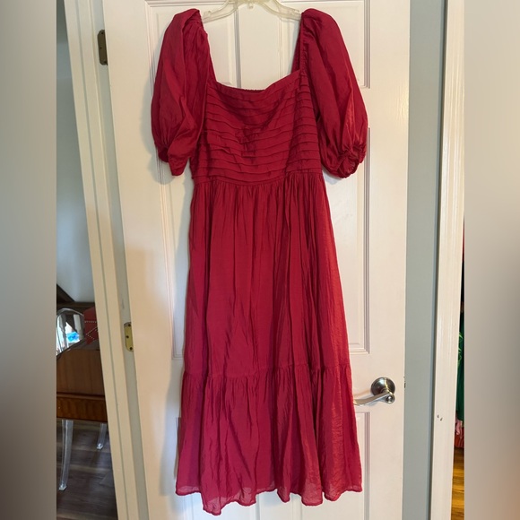 Abercrombie & Fitch Pink Emerson Smocked Puff Sleeve Maxi Dress Tall NWOT - Picture 2 of 8